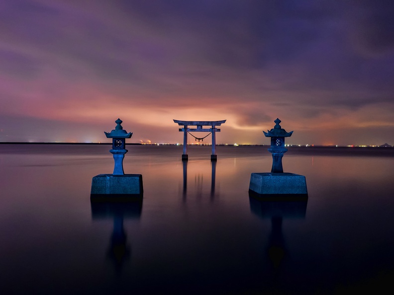 不知火町永尾神社の夜景