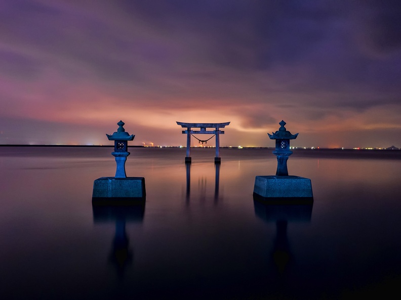 不知火町永尾神社の夜景