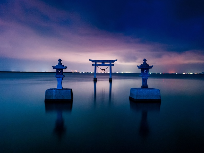 不知火町永尾神社の夜景